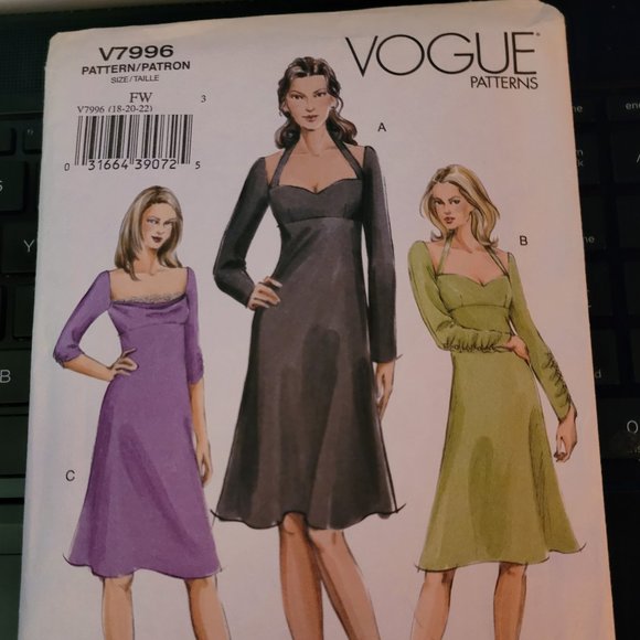 Vogue V7996 High-waisted Dress Sewing Pattern Misses 18-20-22 - Picture 1 of 2